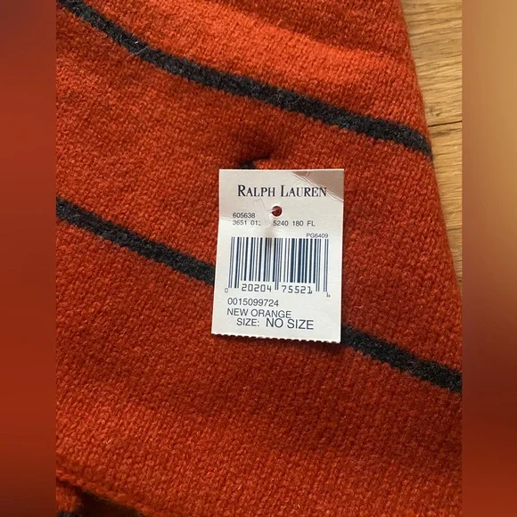 Ralph Lauren Orange and Black Knit Scarf - Picture 2 of 3
